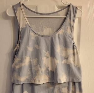 Latched Mama, Size XL, Blue Cloud print, cotton swing nursing tank